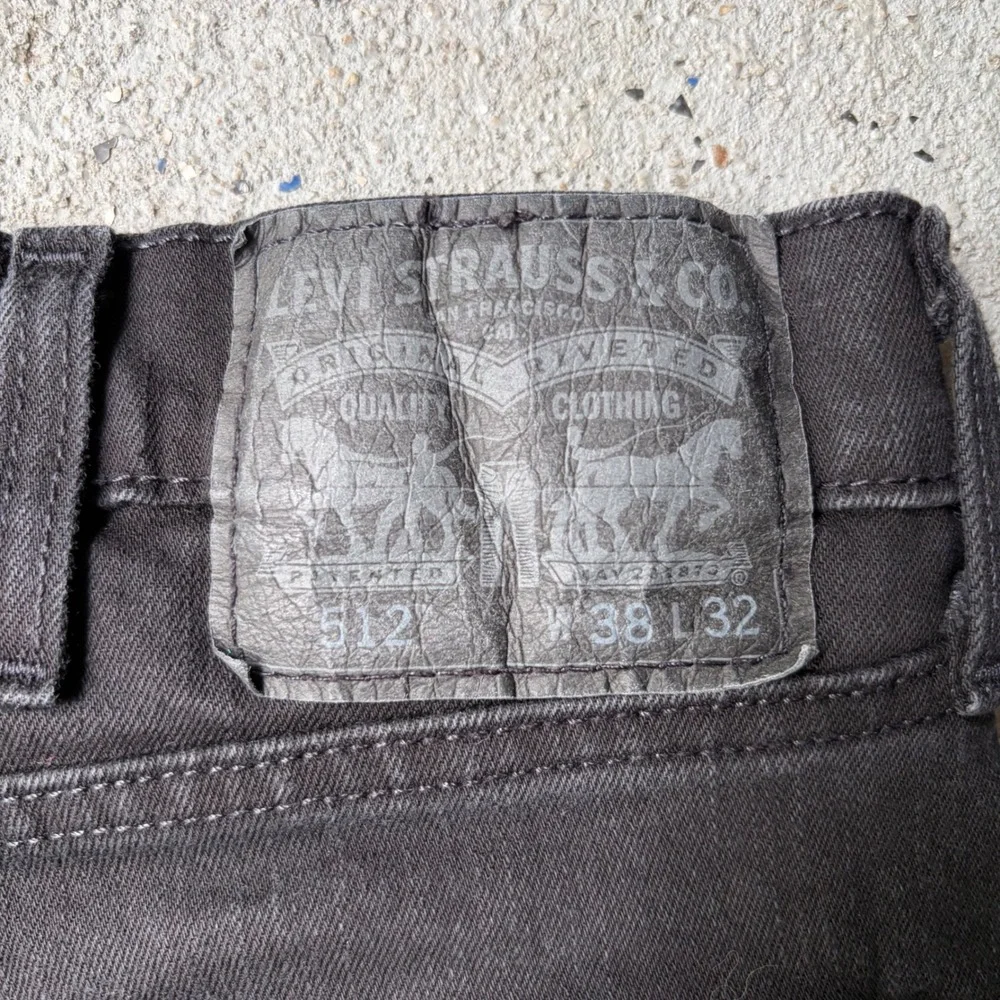 Levis 512 Slim Taper Mens Jeans 38x32 Washed Black Denim Pants